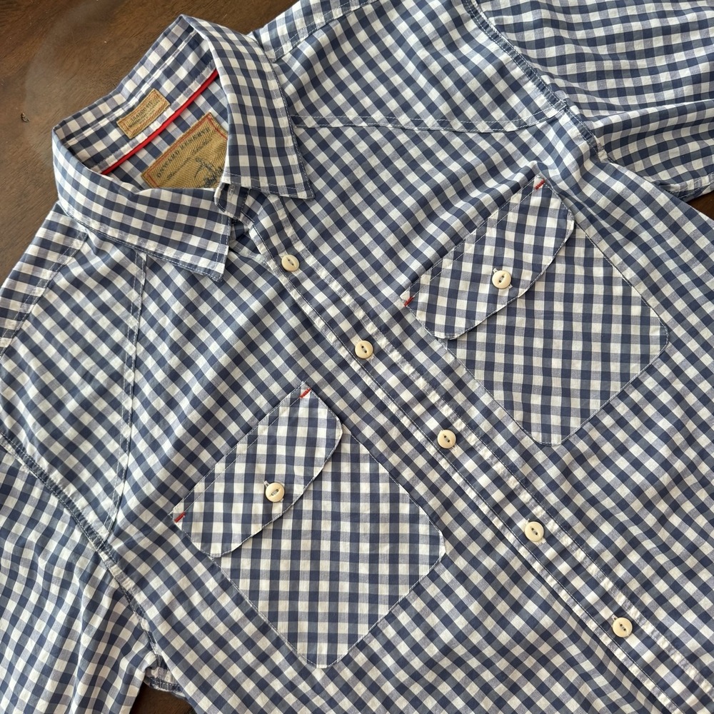 Onward Reserve Shirt Mens Medium Blue Check Long Sleeve Button Up Hunting